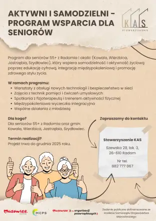 Aktywni i samodzielni - program wsparcia dla seniorów